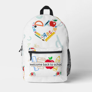 Welcome Back to School Supplies and Apple Illustra Printed Backpack