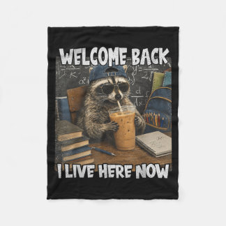 Welcome Back To School Teacher Funny Racoon Live Fleece Blanket