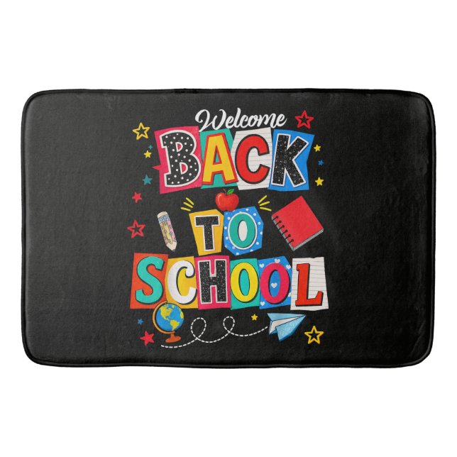 Welcome Back to School Teacher Happy First Day Bath Mat (Front)