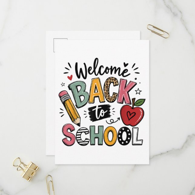Welcome Back to School Teacher Student First Day Invitation Postcard (Front/Back In Situ)