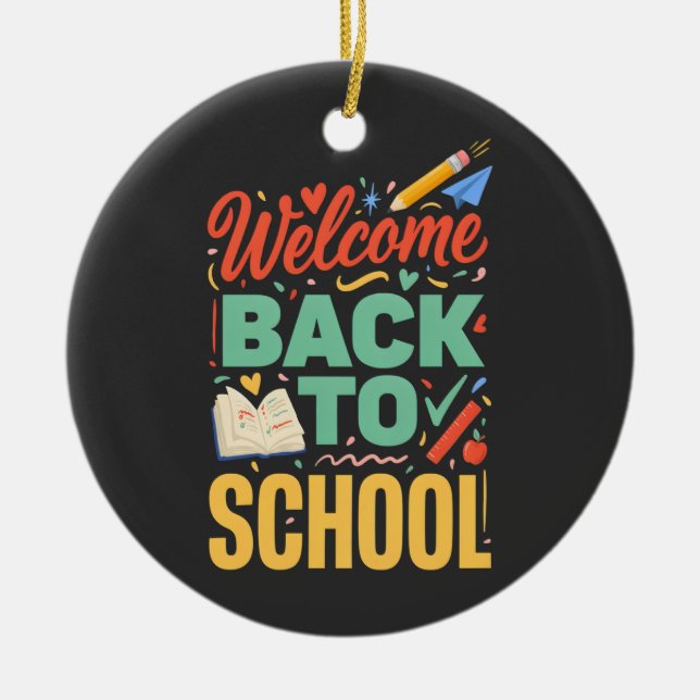 Welcome Back To School | Teacher & Student Squad Ceramic Tree Decoration (Front)