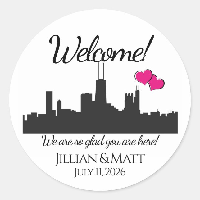 Welcome bag Chicago Wedding Stickers (Front)