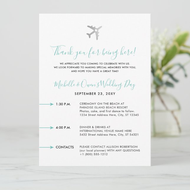 Welcome Bag Destination Wedding Itinerary (Standing Front)