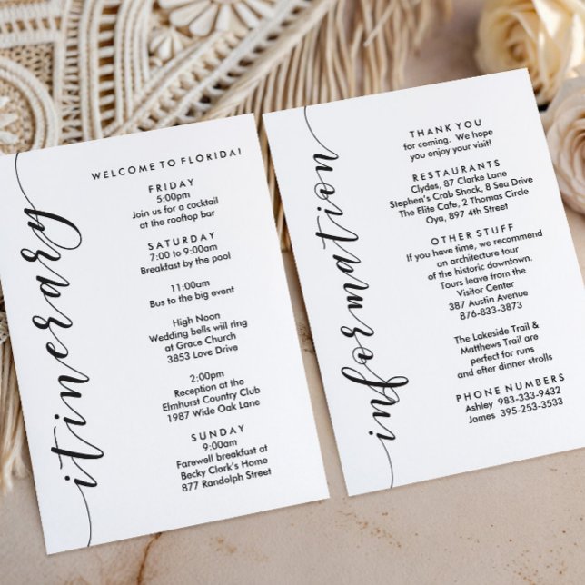 Welcome Bag Wedding Itinerary & Information Card (Creator Uploaded)