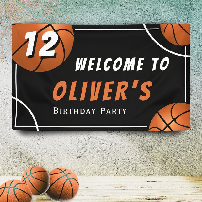 Welcome Basketball Sports Kids Birthday Party Banner (Creator Uploaded)