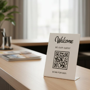 Welcome Be Our Guest Scan For QR Code Wifi Pedestal Sign