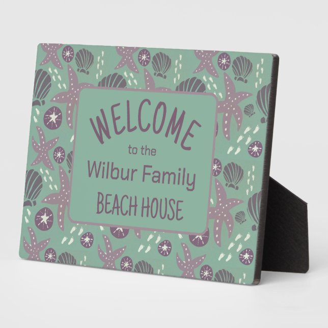 Welcome Beach House Coastal Sign Plaque (Side)