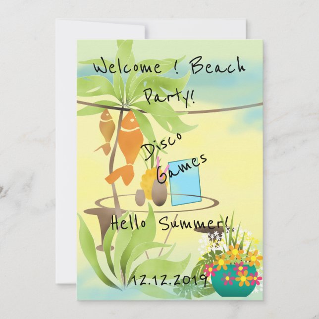 Welcome ! Beach party Invitation (Front)