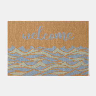 Welcome Beach Rug, Ocean Wave Mat, Personalised Doormat