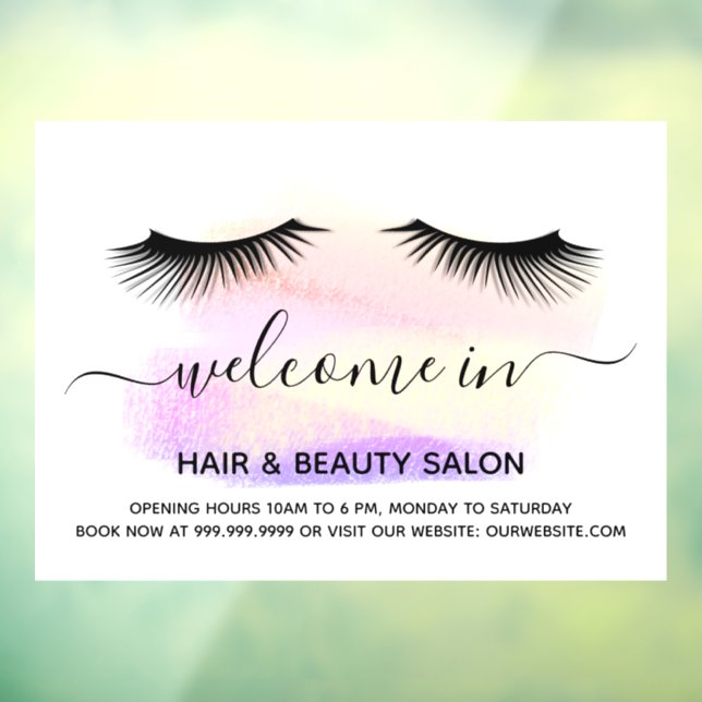 Welcome beauty salon rose gold eye lashes window c (Sheet 3)