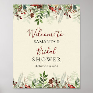 Welcome Berry Winter Bridal Shower Sign