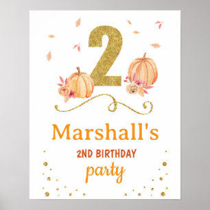 Welcome Birthday Party Poster Pumpkin 2nd Two