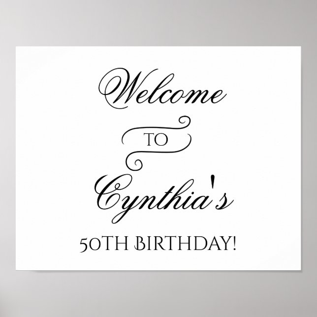 Welcome Birthday Poster Sign (Front)