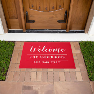 Welcome Black and White Personalised Family Name Doormat