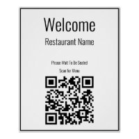 Welcome Black and White QR Code Scan For Menu
