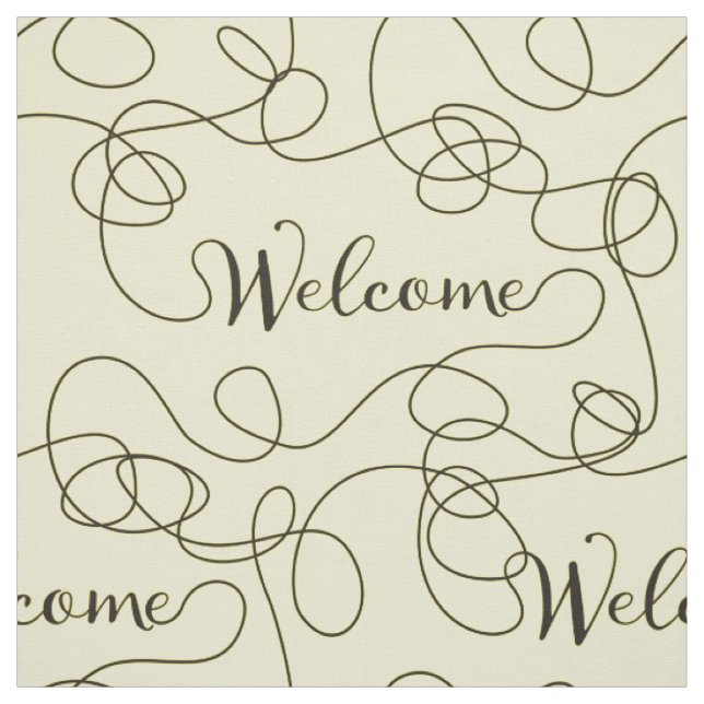 WELCOME black seamless pattern with LINES Fabric (Swatch)