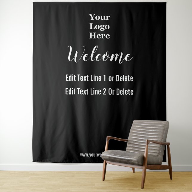 Welcome Black White Business Logo Text Template Tapestry (In Situ)