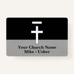 Welcome Black White Christian Church Usher ID Badge