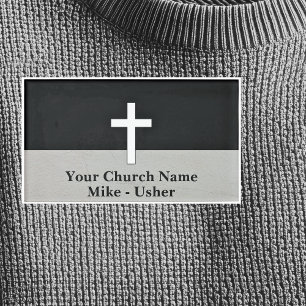 Welcome Black White Christian Church Usher Name Tag