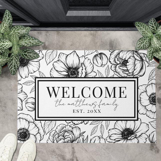 Welcome Black White Name Doormat (Welcome Black White Name Doormat)