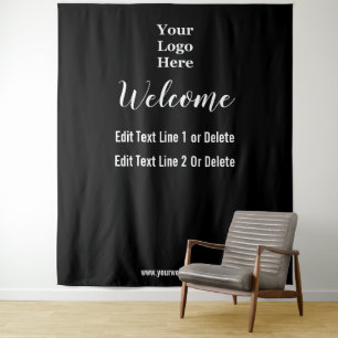 Welcome Black White Text Your Logo Here Template Tapestry