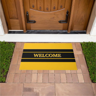 Welcome  black &yellow Door Mat