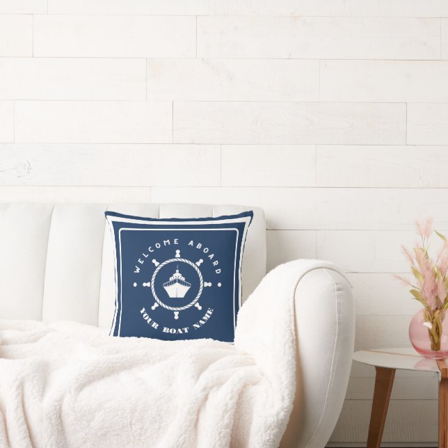 Welcome Blue Anchor Nautical sailing Boat Custom  Cushion (Couch)