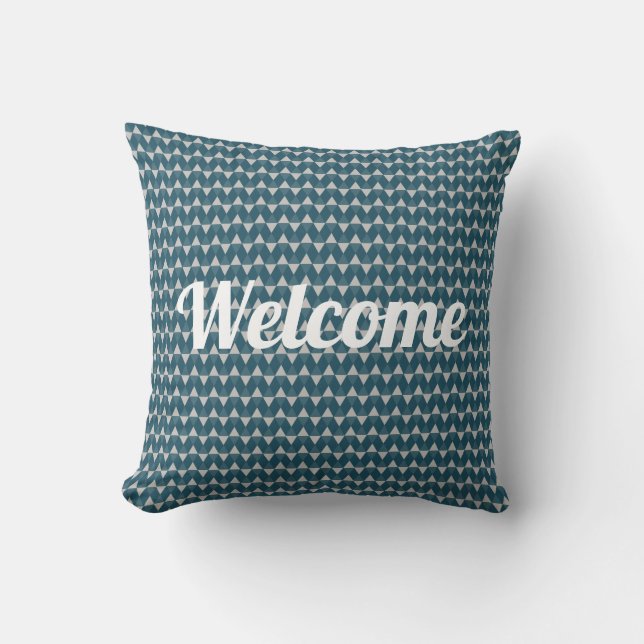 Welcome, Blue diamonds pattern Cushion (Front)