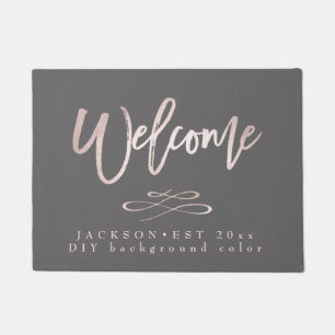 Welcome, Blush Pink Brush Script+DIY colour Doormat