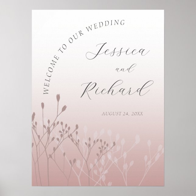 Welcome Blush Pink Wildflower Wedding Sign (Front)