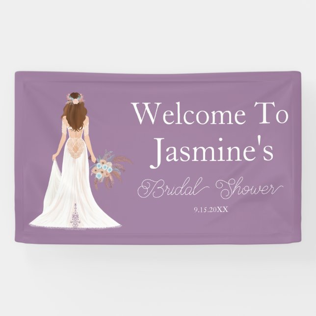 Welcome Boho Brunette Hair Bride  Banner (Horizontal)