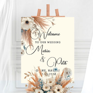 Welcome Boho Fall Flowers Wedding  Poster