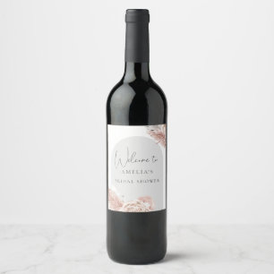 Welcome Boho Flower Arch Bridal Shower Wine Label