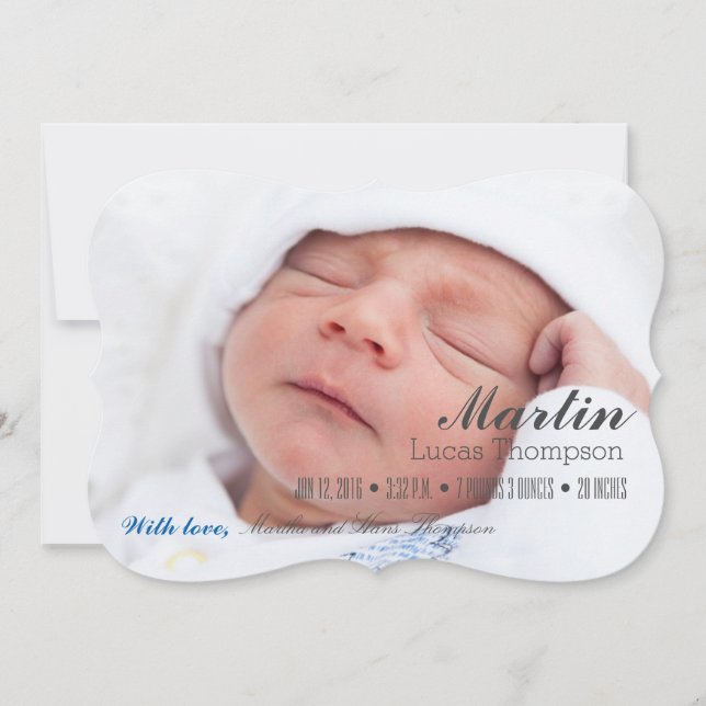 WELCOME BOY GIRL TWINS BIRTH ANNOUNCEMENT (Front)