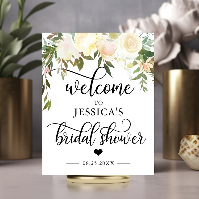 Welcome Bridal Shower Floral Pink WELCOME SIGN (Welcome Bridal Shower Floral Pink WELCOME SIGN)