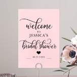 Welcome Bridal Shower Heart Pink WELCOME SIGN<br><div class="desc">Simply elegant WELCOME BRIDAL SHOWER design on blush pink background and black script topography letters with small heart. Perfect for any theme,  style,  or time of year.</div>