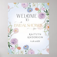 Welcome Bridal Shower Wildflower Sky Blue Floral