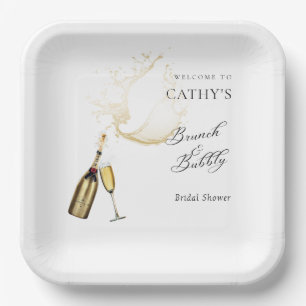 Welcome Brunch and Bubbly Bridal Shower 9" Square  Paper Plate