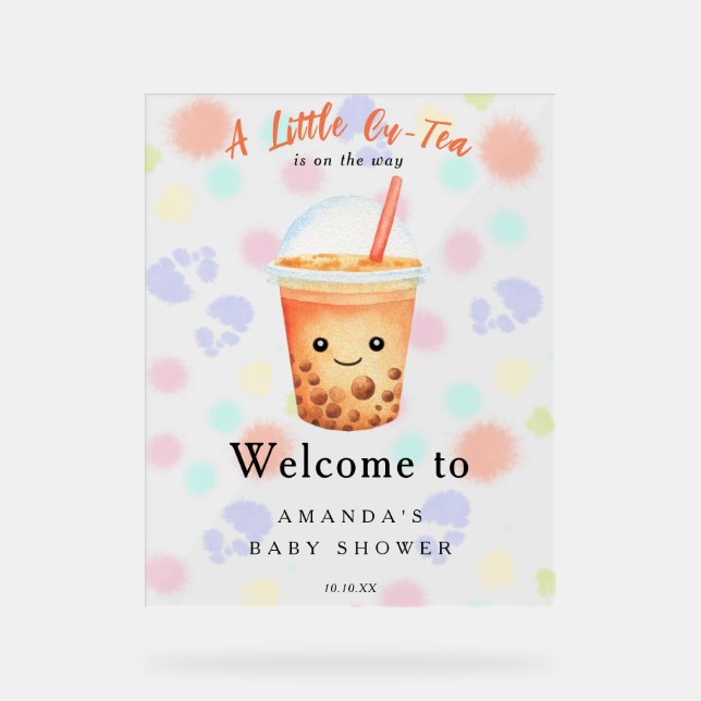 Welcome Bubble Tea Baby shower Welcome Acrylic Sign (Front)