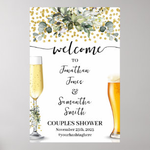 Welcome Bubbles & Brews Eucalyptus Gold Shower Poster