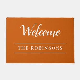 Welcome Burnt Orange Personalised Family Name Doormat