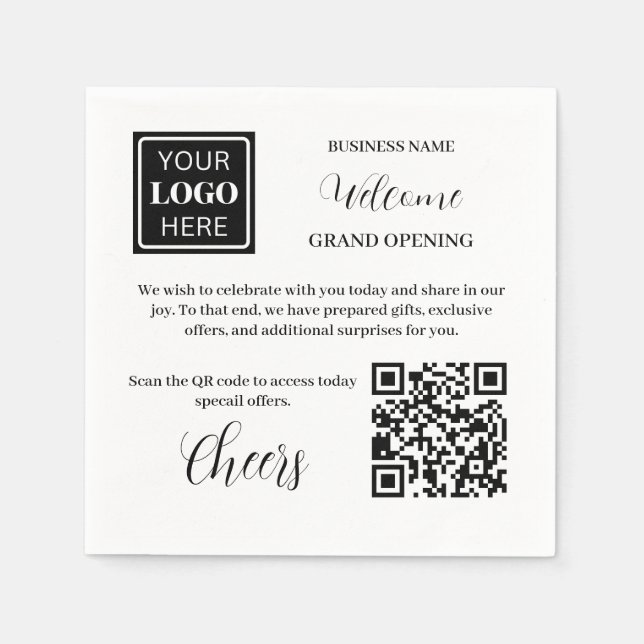 Welcome Business Grand Opening Napkin (Front)