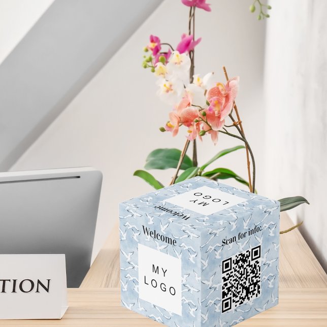 Welcome business logo QR code menu seaside table Cube (Creator Uploaded)