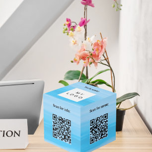 Welcome business logo QR codes info ocean table Cube