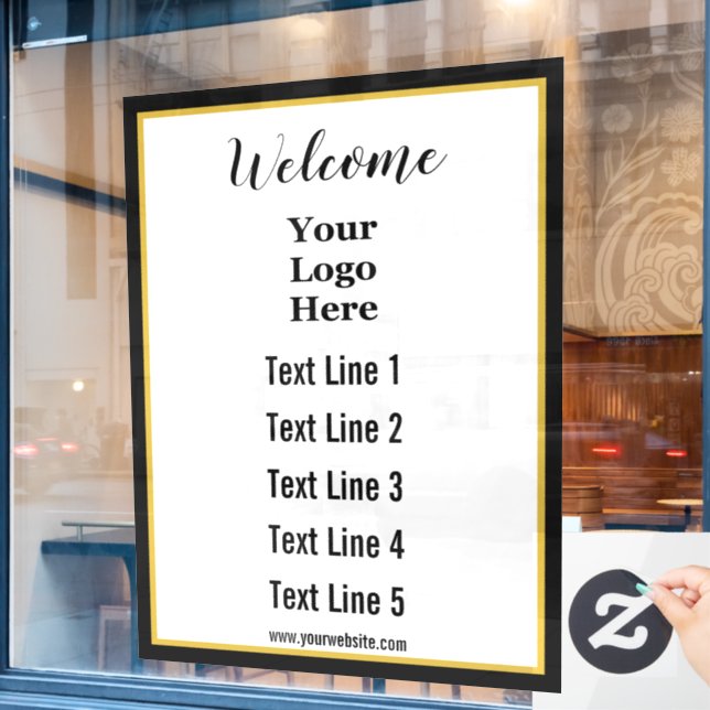 Welcome Business Text Website and Your Logo Here (Cafe Window)