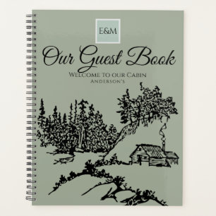 Welcome Cabin In Woods Guestbook Monogram Planner