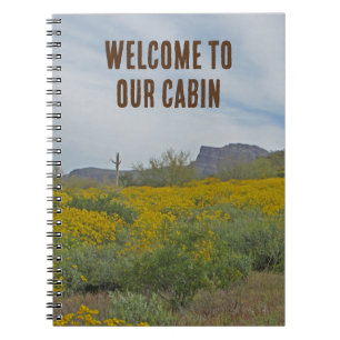 Welcome Cabin Rustic Southwest Flowers House Guest Notebook