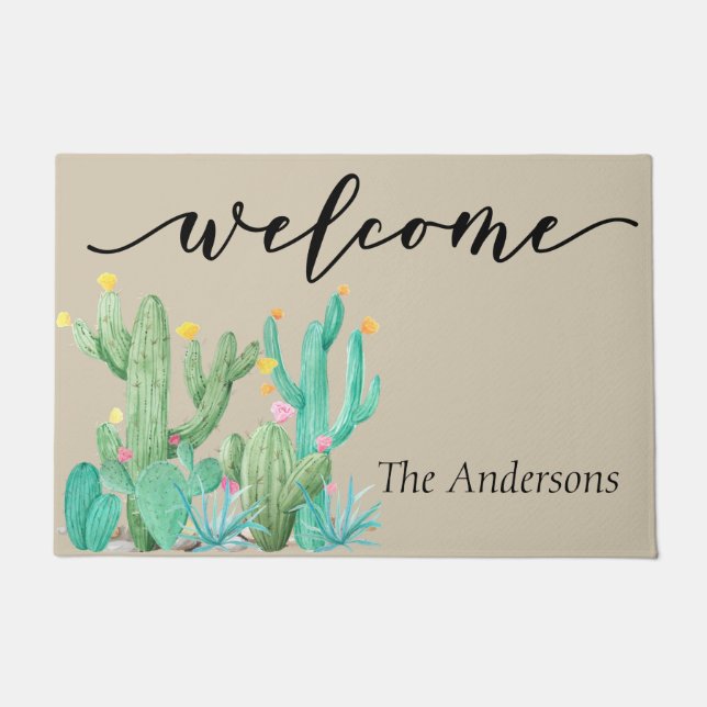 Welcome Cactus Southwest Personalised Doormat (Front)