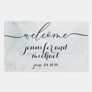 Welcome Calligraphy Paper Old Rectangular Sticker