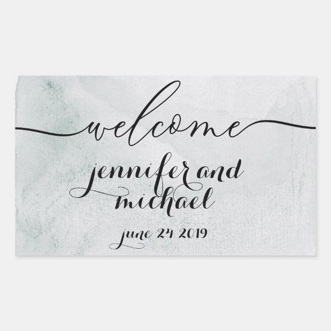 Welcome Calligraphy Paper Old Rectangular Sticker (Front)